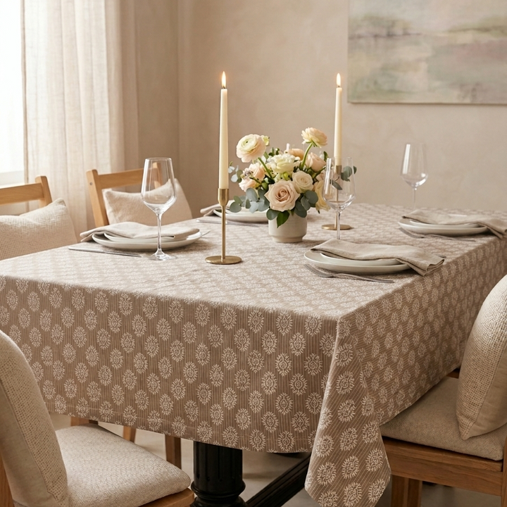 Camel Surya Ashoka 100% Cotton 6 Seater Table Cover(60 x 90 inches)