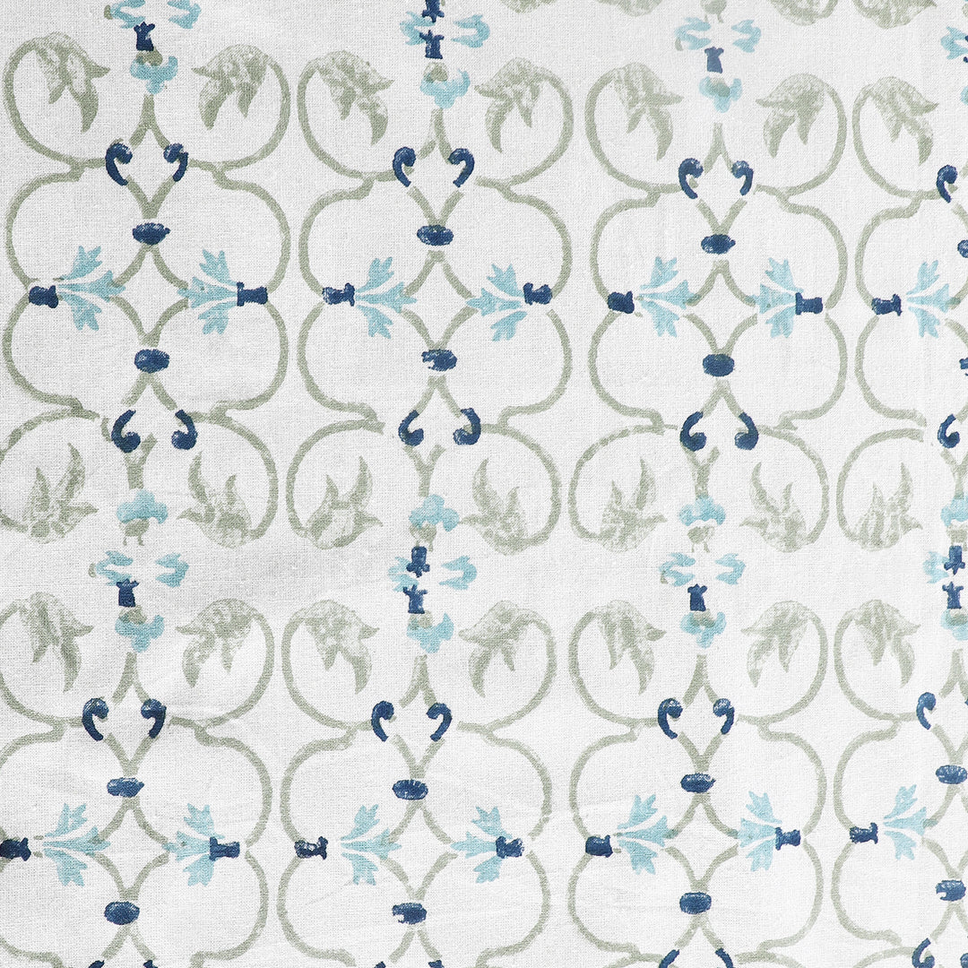 Manjari 100% Cotton Round Table Cover(60 Inches)- Blue