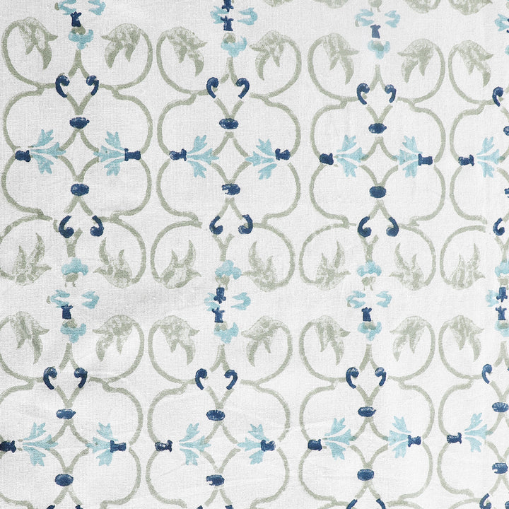 Manjari 100% Cotton Round Table Cover(60 Inches)- Blue