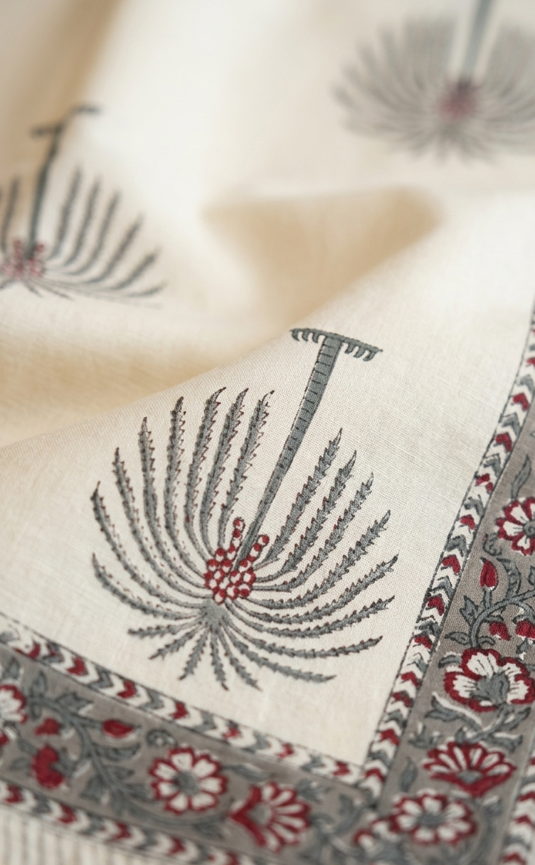 Gulzar 100% Cotton 6 Seater Table Cover(60 x 90 Inches)- Palm