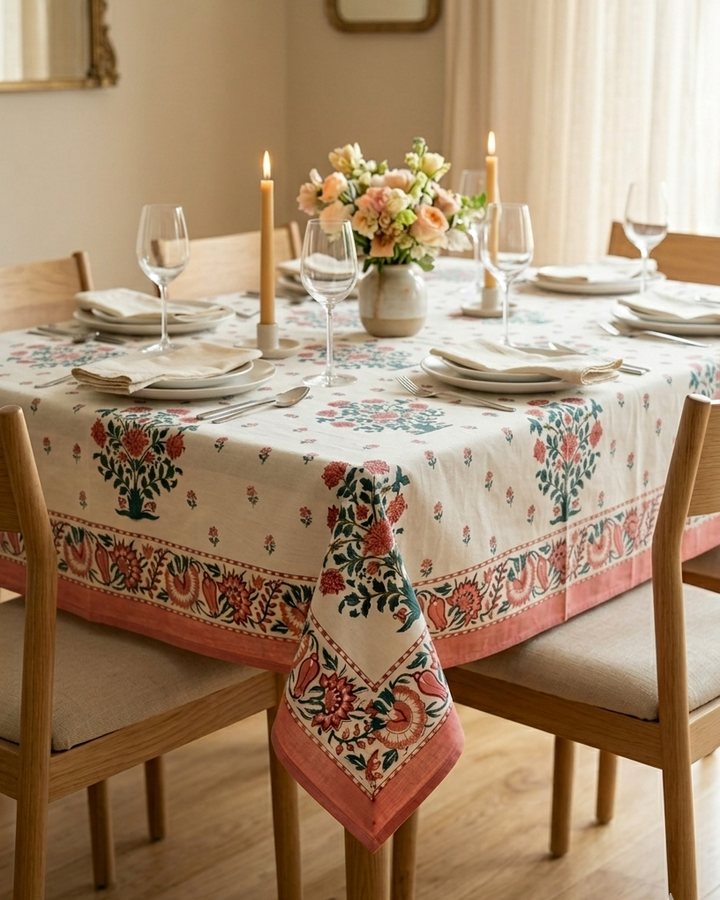 Gulzar 100% Cotton 6 Seater Table Cover (60 x 90 Inches)