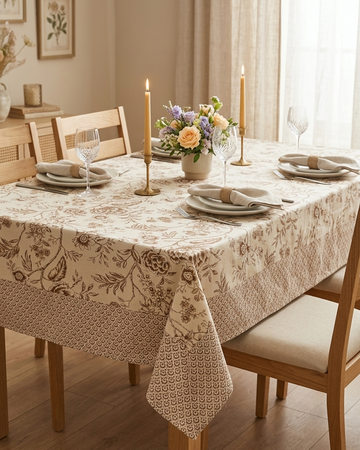Jaipuri 6 Seater Cotton Dining Table Cover(60 X 90 Inches) - 221