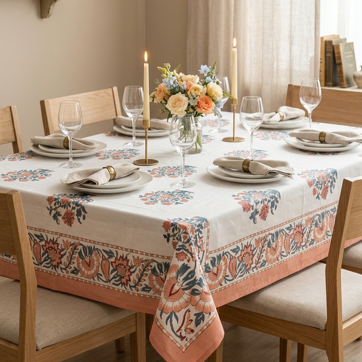 Gulzar 100% Cotton  6 Seater Table Cover (60 x 90 inches)