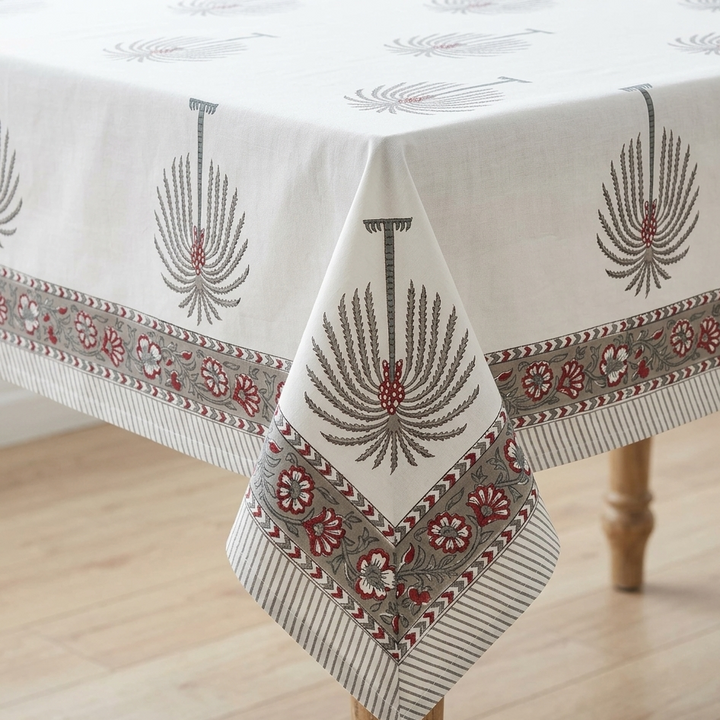 Gulzar 100% Cotton 6 Seater Table Cover (60 x 90 inches)- Palm
