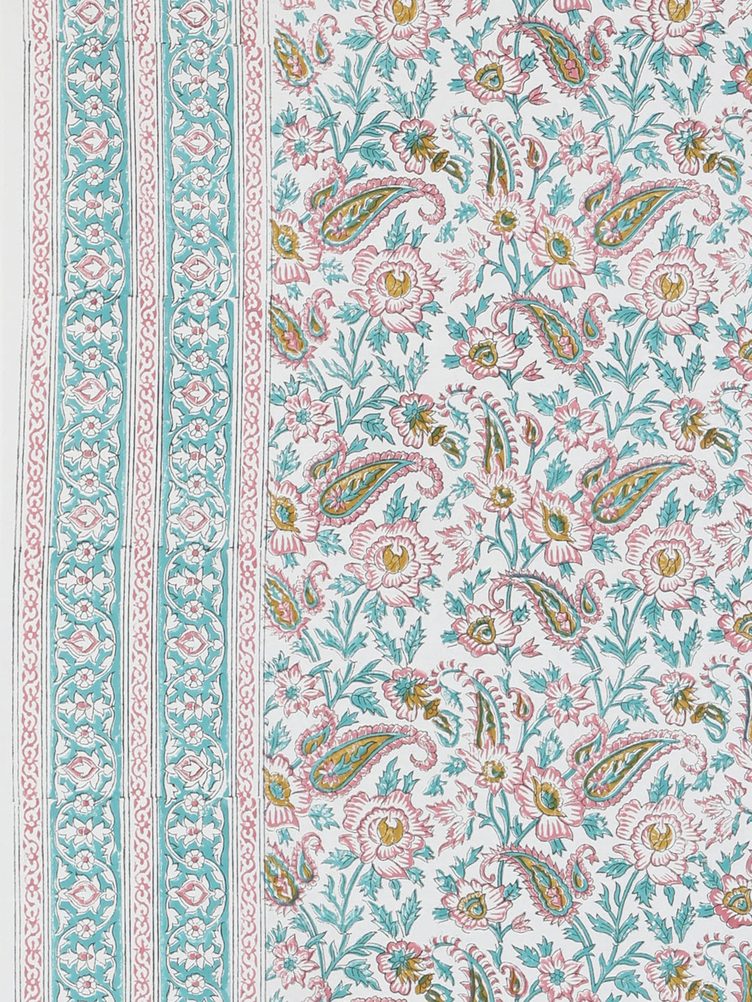 Pink Heritage Bloom Table Cover Hand Block - 6 Seater- 232