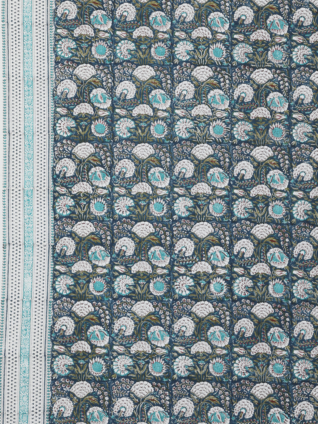 Blue Gulshan Table Cover Hand Block - 6 Seater- 233