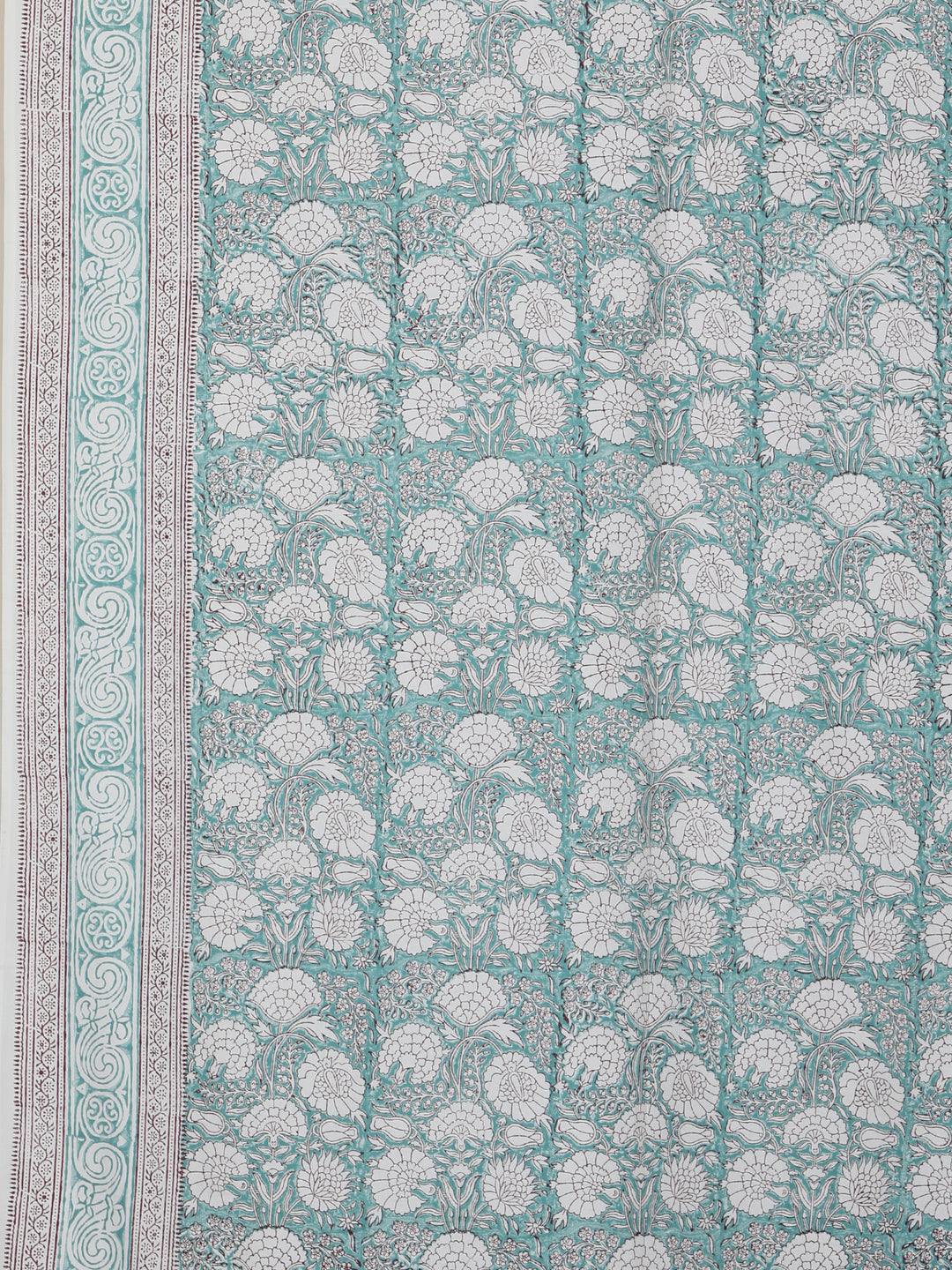 Sky Blue Gulshan Table Cover Hand Block - 6 Seate- 236