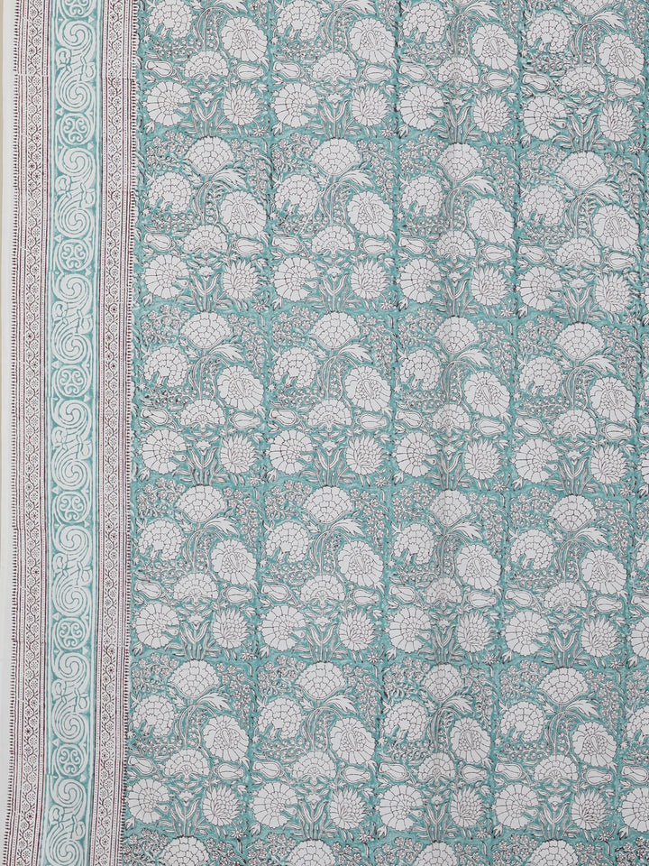 Sky Blue Gulshan Table Cover Hand Block - 6 Seate- 236