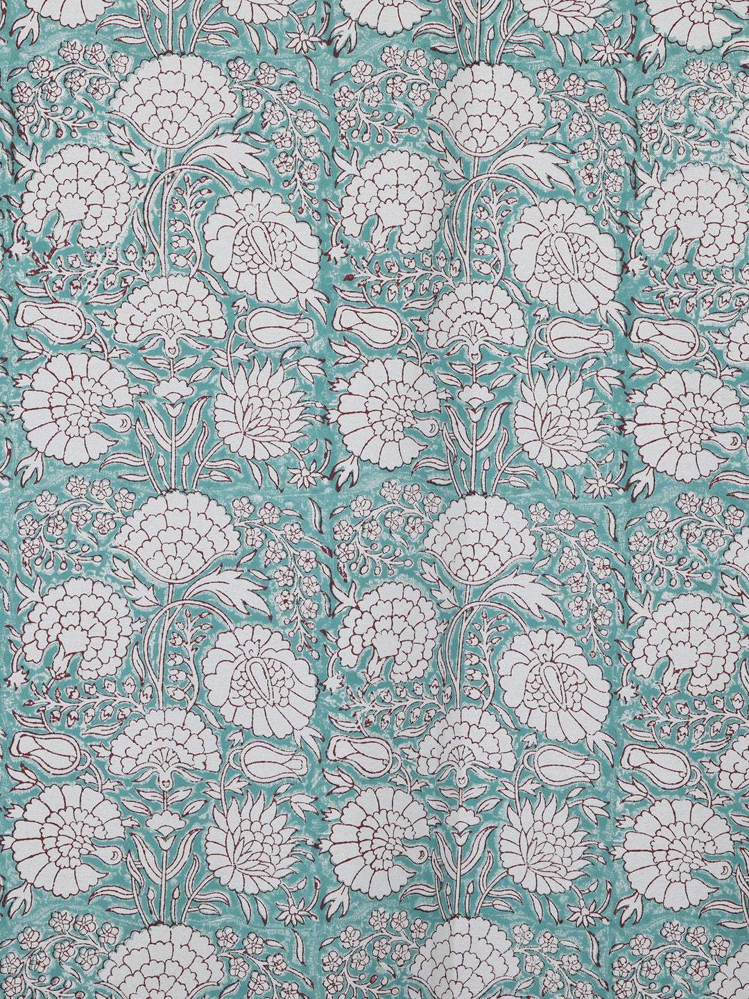 Sky Blue Gulshan Table Cover Hand Block - 6 Seate- 236
