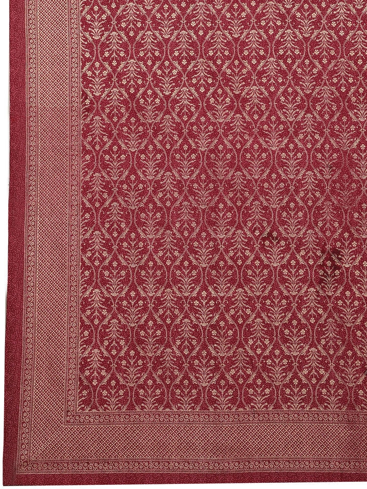 Gold Gulnaar 6 Seater Table Cover - Maroon- 237
