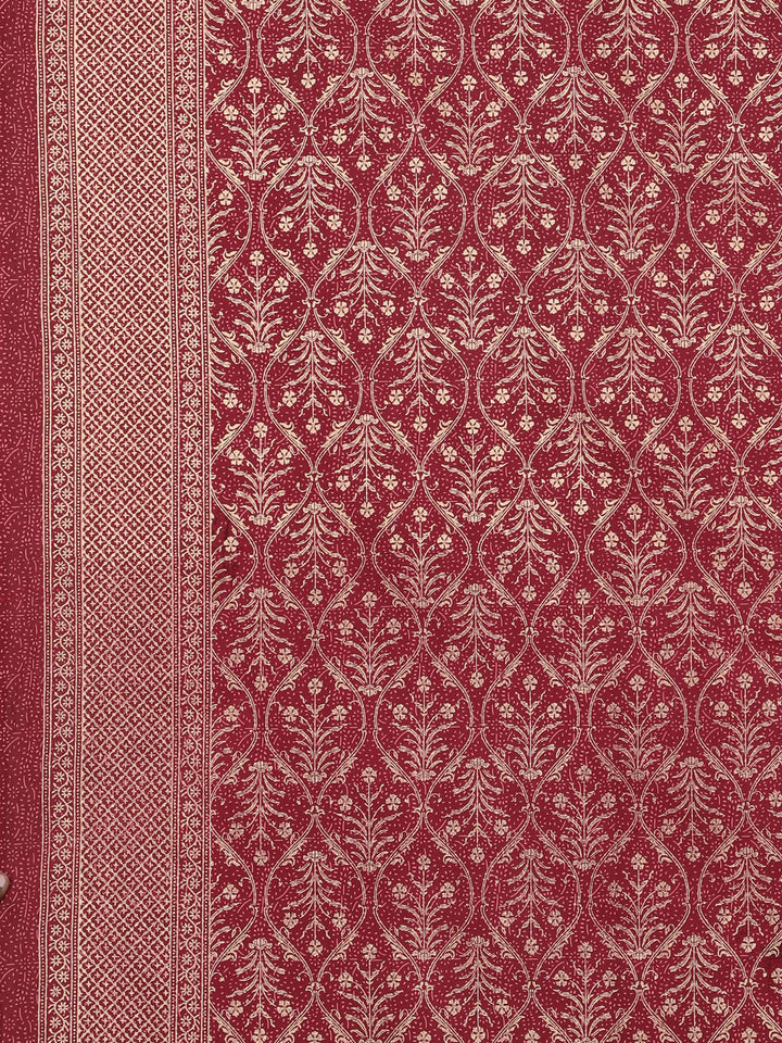 Gold Gulnaar 6 Seater Table Cover - Maroon- 237
