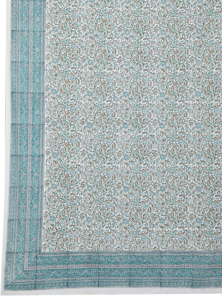 Navy Blue Heritage Bloom Table Cover Hand Block -240