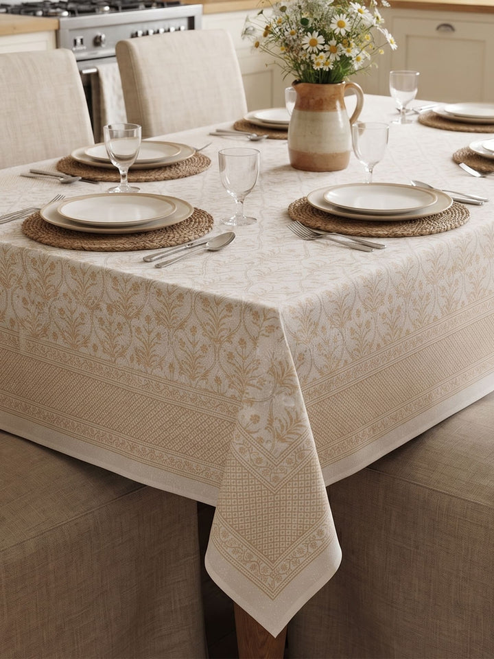 Gold Gulnaar 6 Seater Table Cover - Yellow- 242