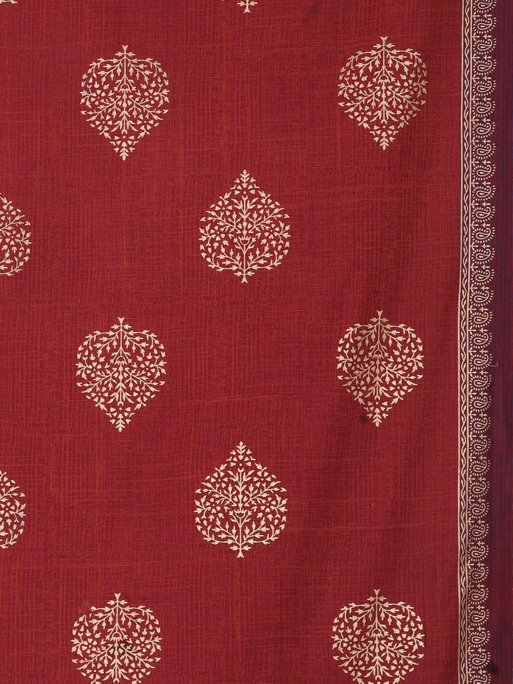 Gold Nazakat 6 Seater Table Cover - Maroon - 243