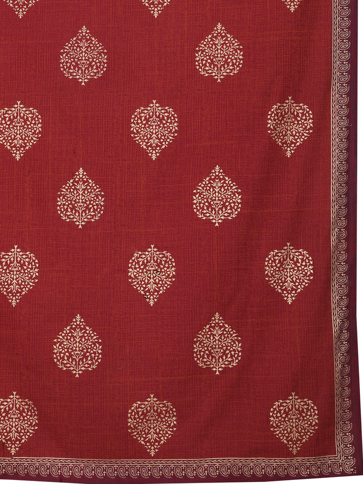 Gold Nazakat 6 Seater Table Cover - Maroon - 243