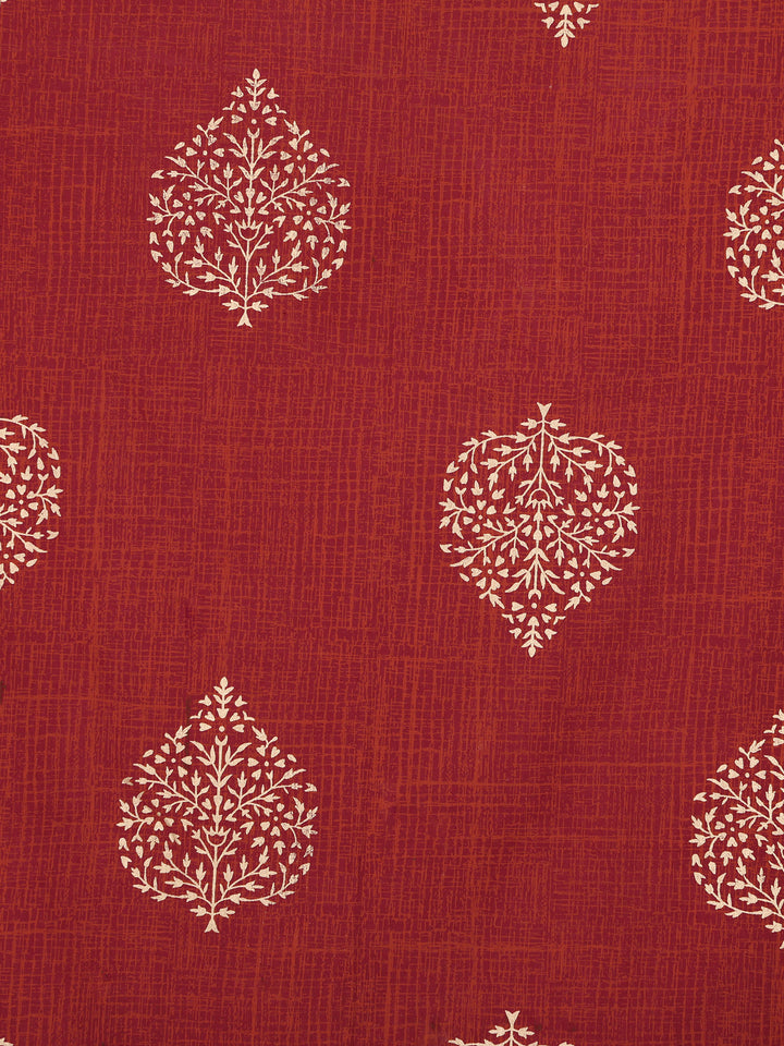 Gold Nazakat 6 Seater Table Cover - Maroon - 243