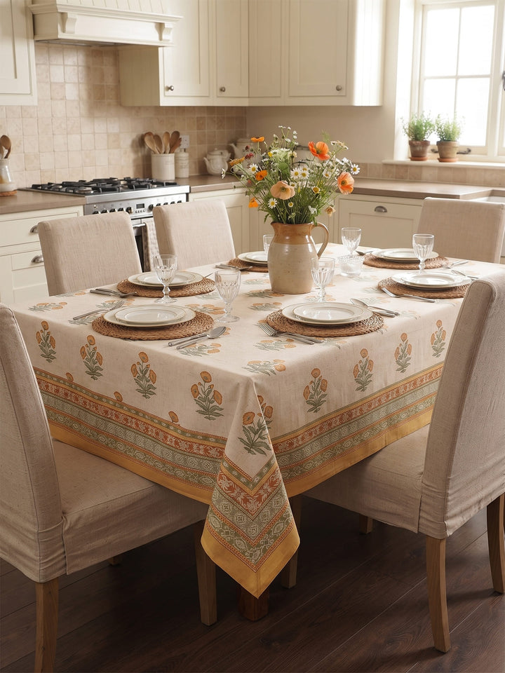 Yellow Vintage Bloom 6 Seater Table Cover- 244