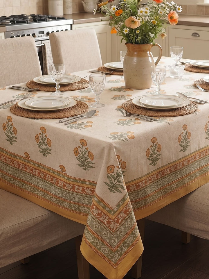 Yellow Vintage Bloom 6 Seater Table Cover- 244