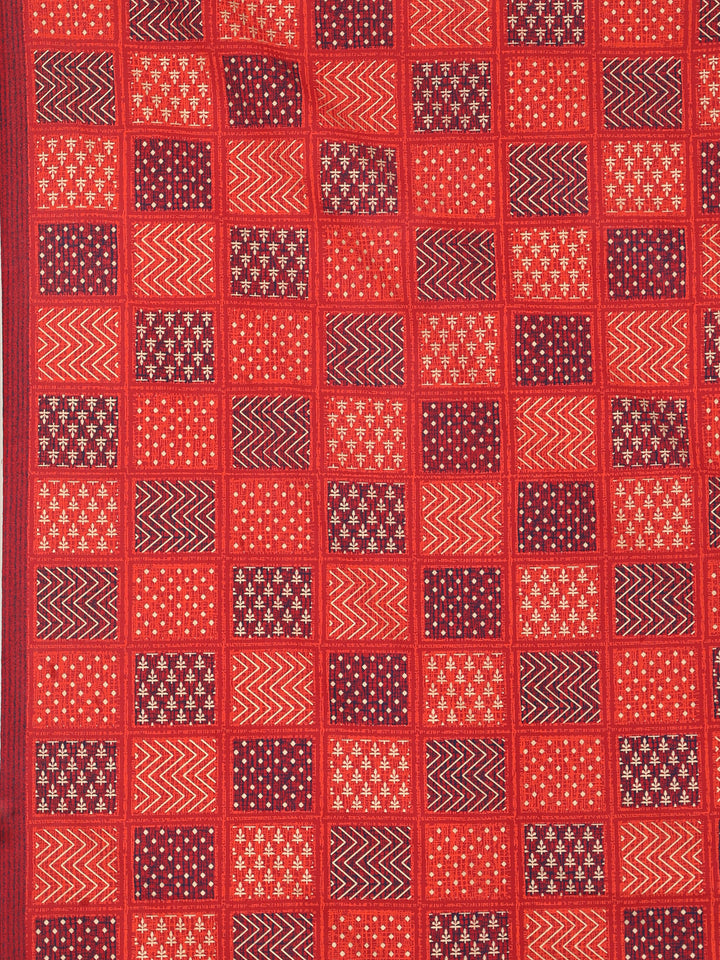 Gold Naqsh 6 Seater Table Cover - Red- 245