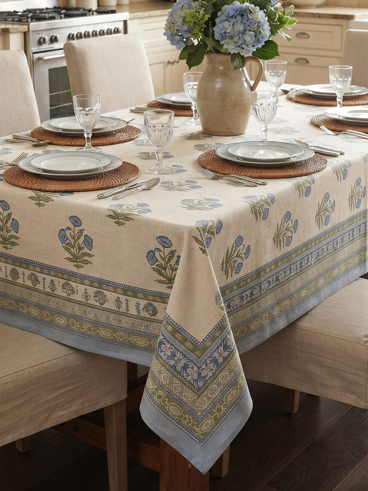 Blue Vintage Bloom 6 Seater Table Cover - 250