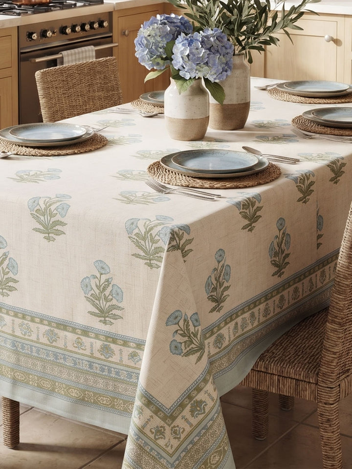 Sky Blue Vintage Bloom 6 Seater Table Cover - 251