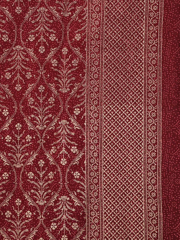 Gold Gulnaar 6 Seater Table Cover - Maroon- 252