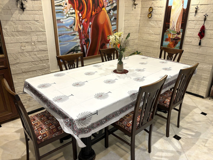 Gulzar 100% Cotton 8 Seater Table Cover(60 x 108 inches)- Palm