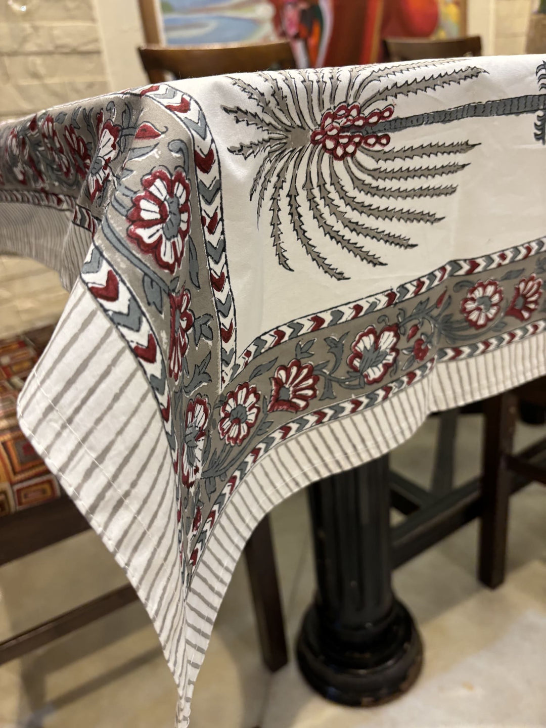 Gulzar 100% Cotton 8 Seater Table Cover(60 x 108 inches)- Palm