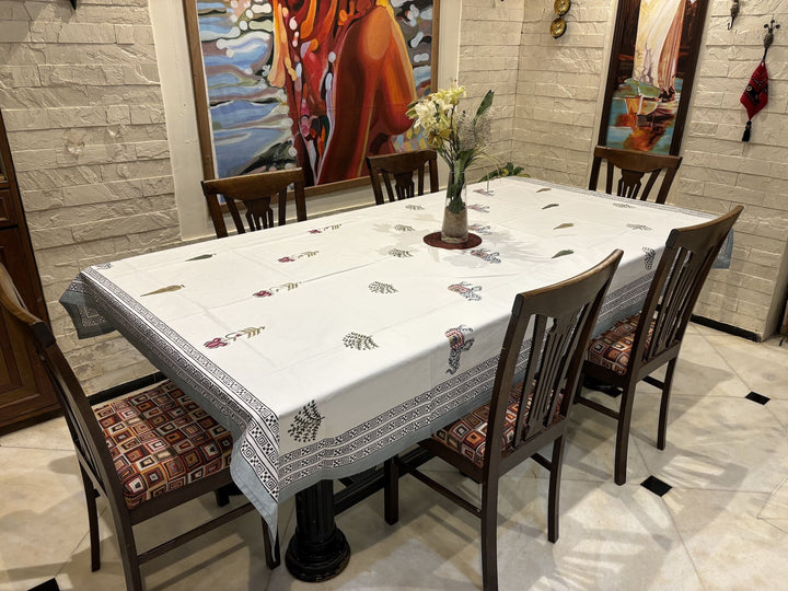 Gulzar 100% Cotton 6 Seater Table Cover(60 x 90 Inches)  - Palm