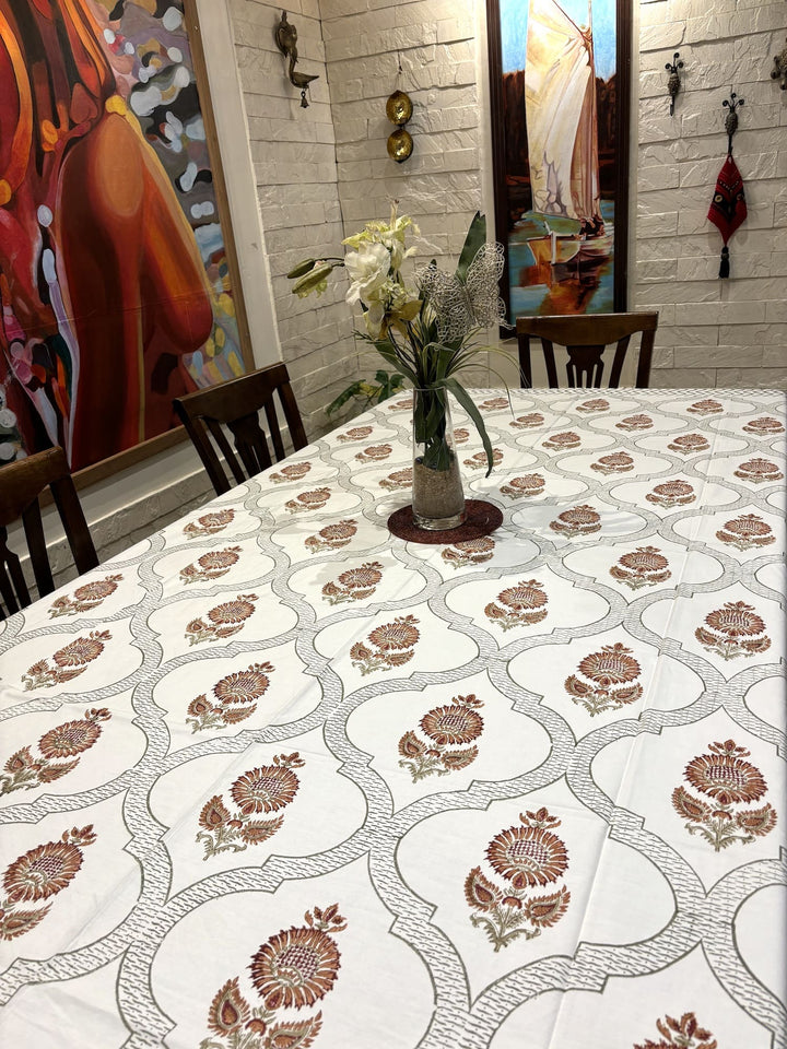 Gulzar 100% Cotton 6 Seater Table Cover(60 x 90 Inches) - Ashoka Kamal