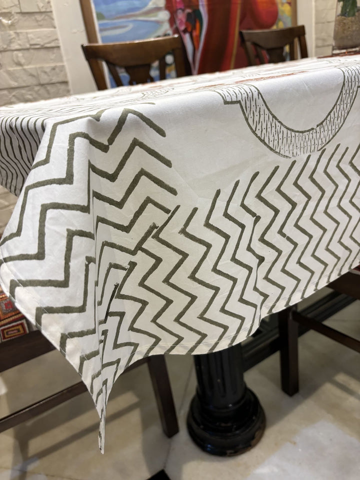 Gulzar 100% Cotton 6 Seater Table Cover(60 x 90 Inches) - Ashoka Kamal