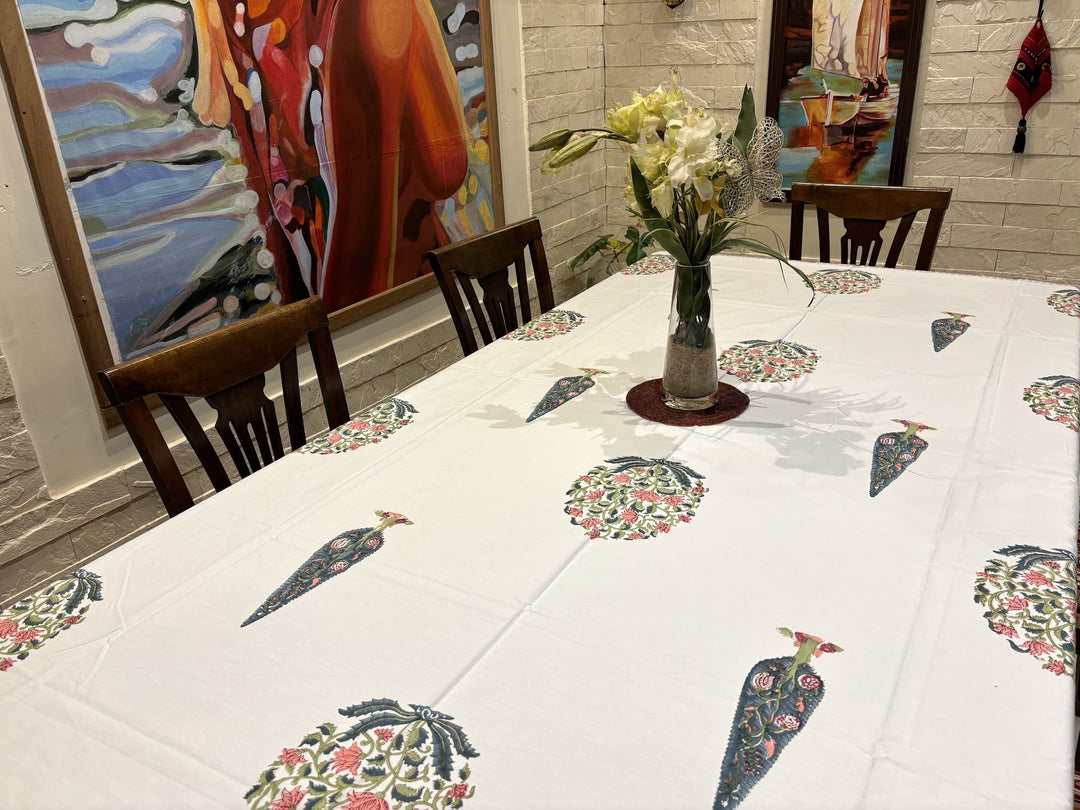 Gulzar 100% Cotton 8 Seater Table Cover(60 x 108 inches) - Chandini