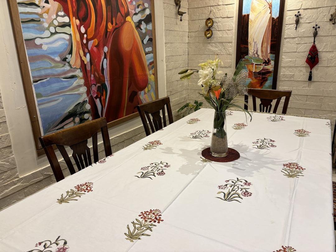 Gulzar 100% Cotton 8 Seater Table Cover - Palash