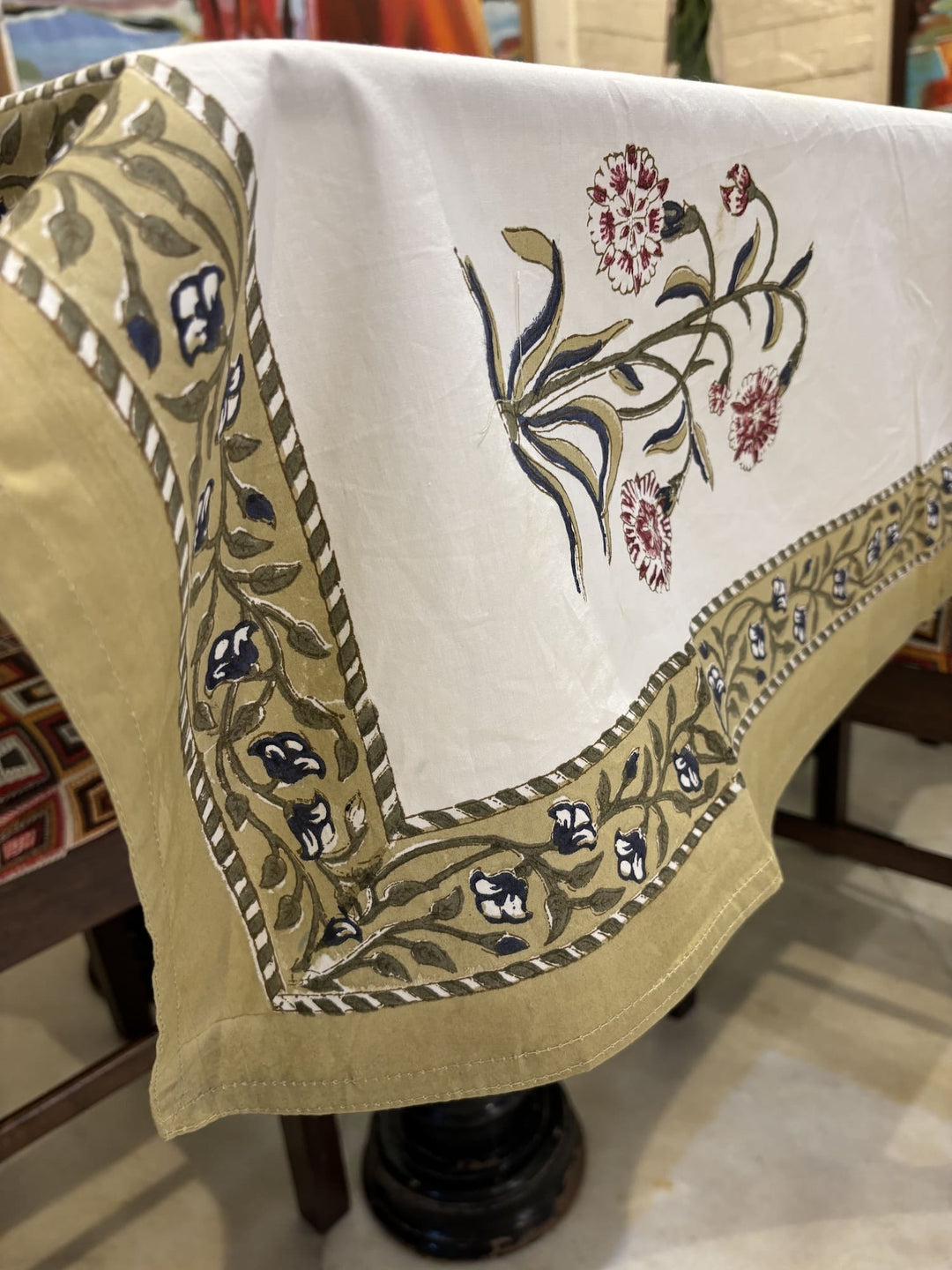 Gulzar 100% Cotton 8 Seater Table Cover - Palash