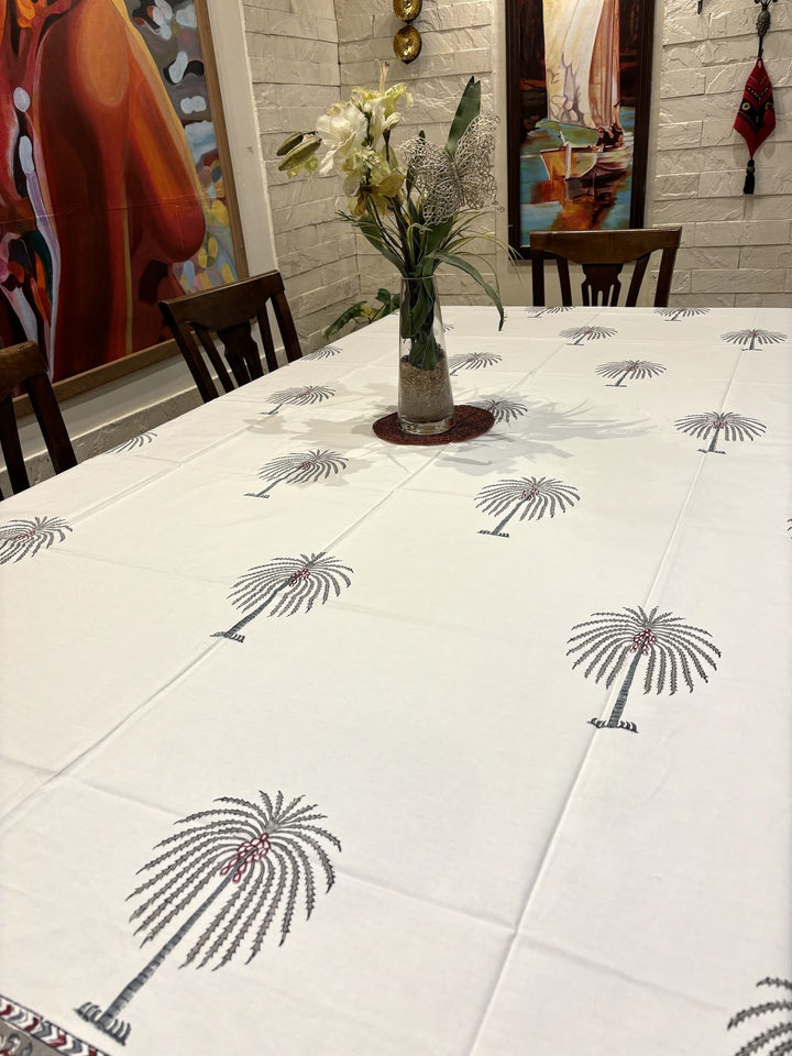 Gulzar 100% Cotton 8 Seater Table Cover(60 x 108 inches)- Palm