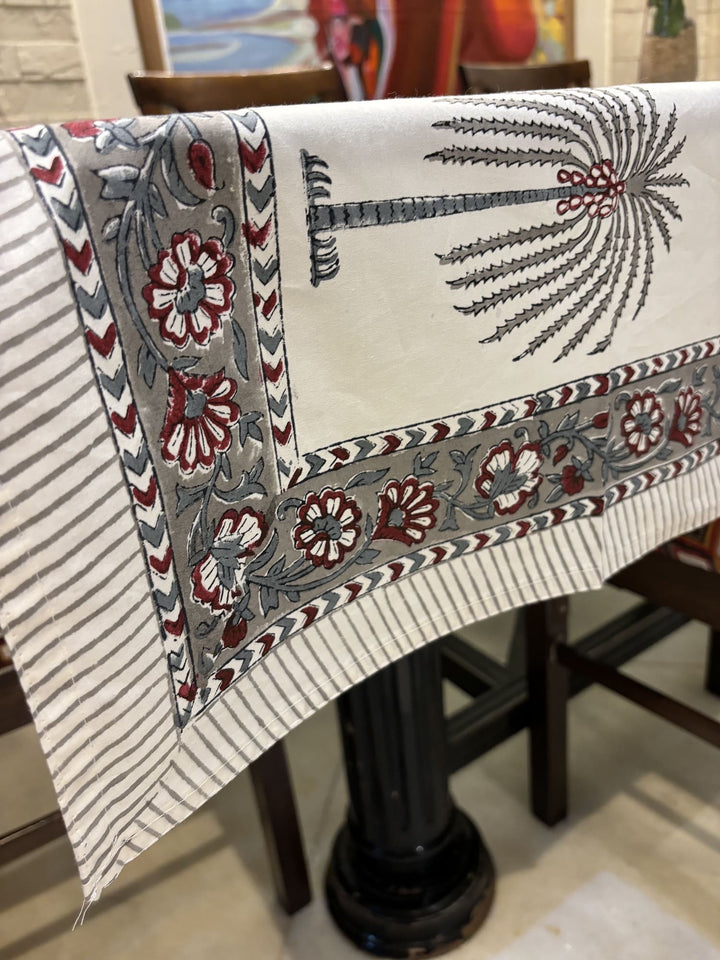 Gulzar 100% Cotton 8 Seater Table Cover(60 x 108 inches)- Palm