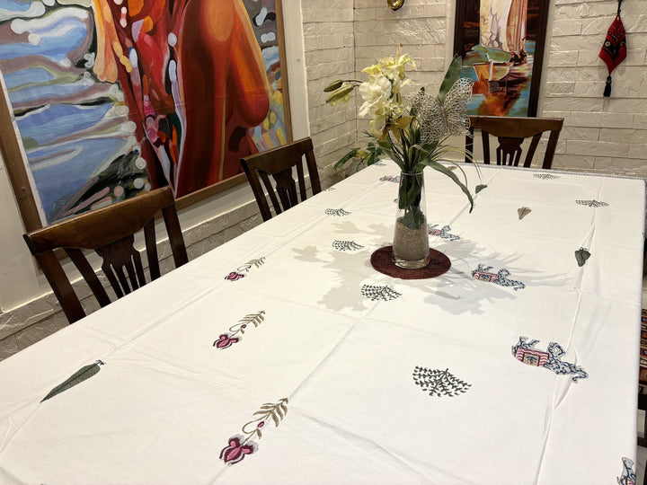 Gulzar 100% Cotton 6 Seater Table Cover(60 x 90 Inches)  - Palm