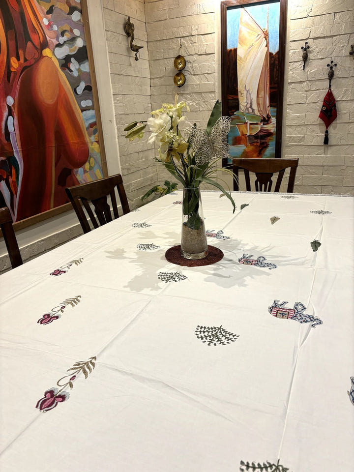 Gulzar 100% Cotton 6 Seater Table Cover(60 x 90 Inches)  - Palm