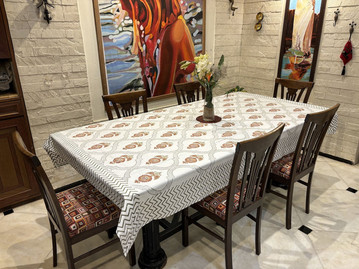 Gulzar 100% Cotton 6 Seater Table Cover(60 x 90 Inches) - Ashoka Kamal