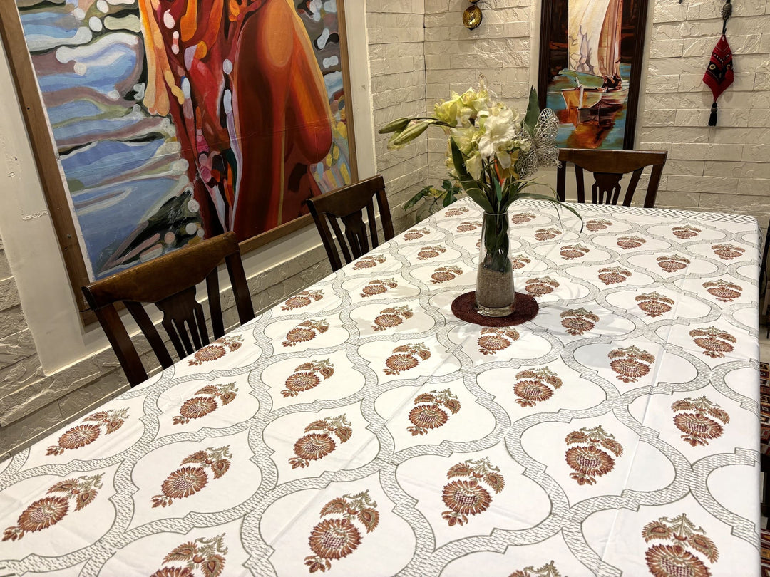 Gulzar 100% Cotton 6 Seater Table Cover(60 x 90 Inches) - Ashoka Kamal