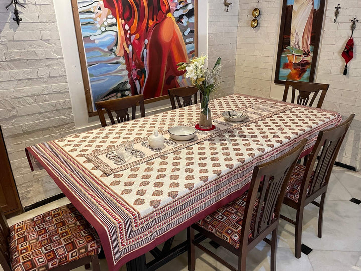 6 Seater Table Cover & Table Runner (13 x 72 inches) Combo Set - 160