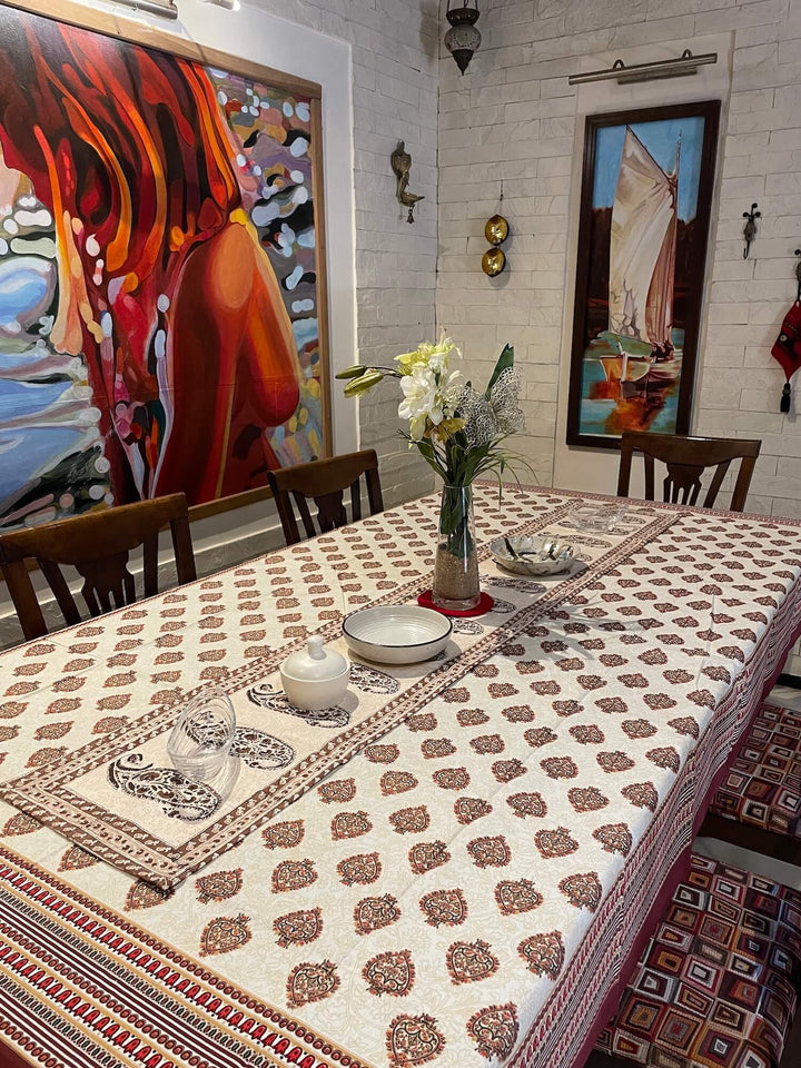 6 Seater Table Cover & Table Runner (13 x 72 inches) Combo Set - 160