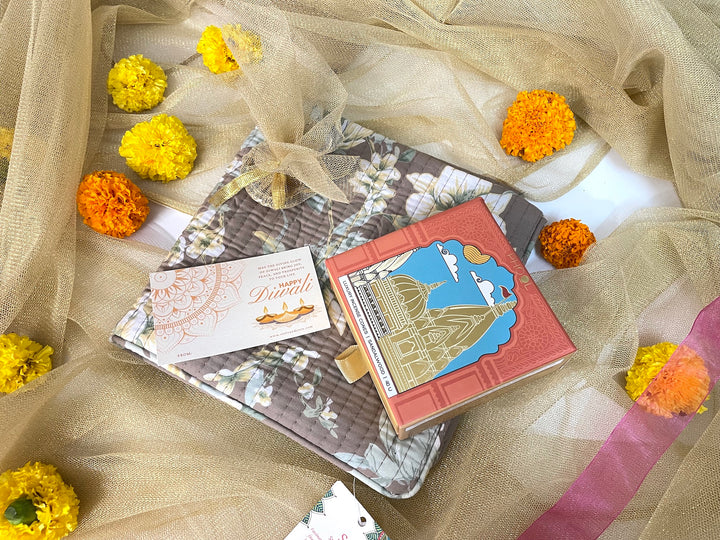 Diwali Hamper - Cushion Cover, Brass Diya, Phool Incense Cone-132