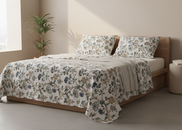 Gulnaar Royale King Size(108 x 108 Inches) Bedsheet (Blue)- 122