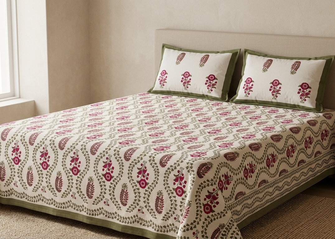 Gulnaar Royale King Size (108 x 108 Inches)Bedsheet (Maroon)- 131