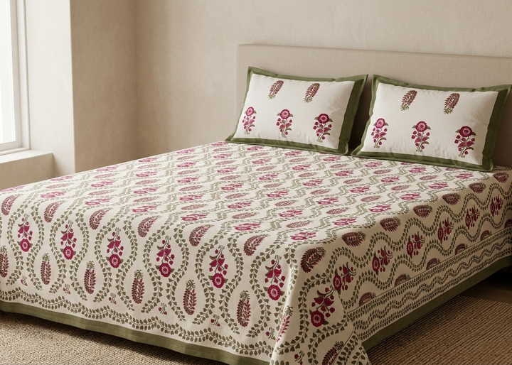 Gulnaar Royale King Size (108 x 108 Inches)Bedsheet (Maroon)- 131