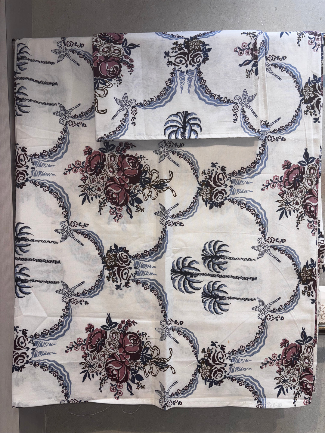 Gulnaar Royale King Size (108 x 108 Inches)Bedsheet (Blue)- 133