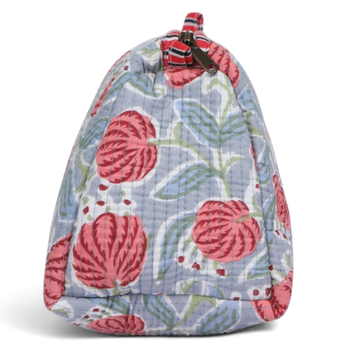 Quilted Hand-Block Printed Travel Organiser Set of 3 — Grey Rose- 105