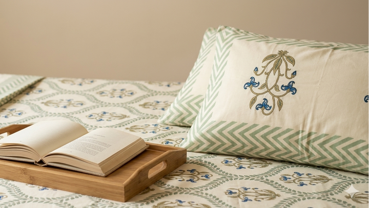 Gulnaar Royale Queen Size(90 x 108 Inches) Bedsheet (Green)- 104
