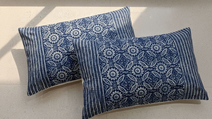 Gulnaar Royale Elite Queen Size (90 x 108 Inches) Bedsheet (Indigo)- 109